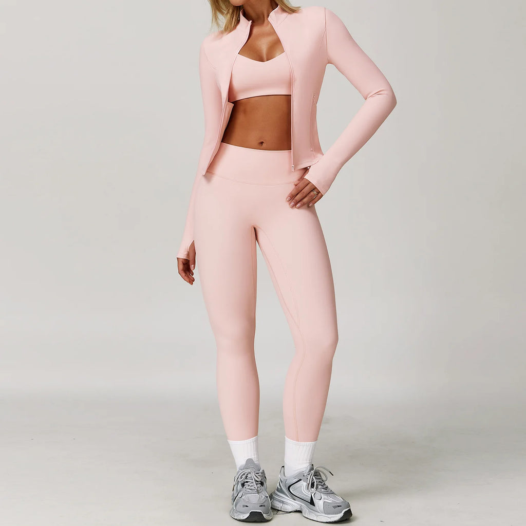 Gym Outfit Women Tracksuit 2/3PCS Yoga Suit Sports Set Running Workout Clothe Long Sleeve Sports Bra Athletic Wear Yoga Clothing