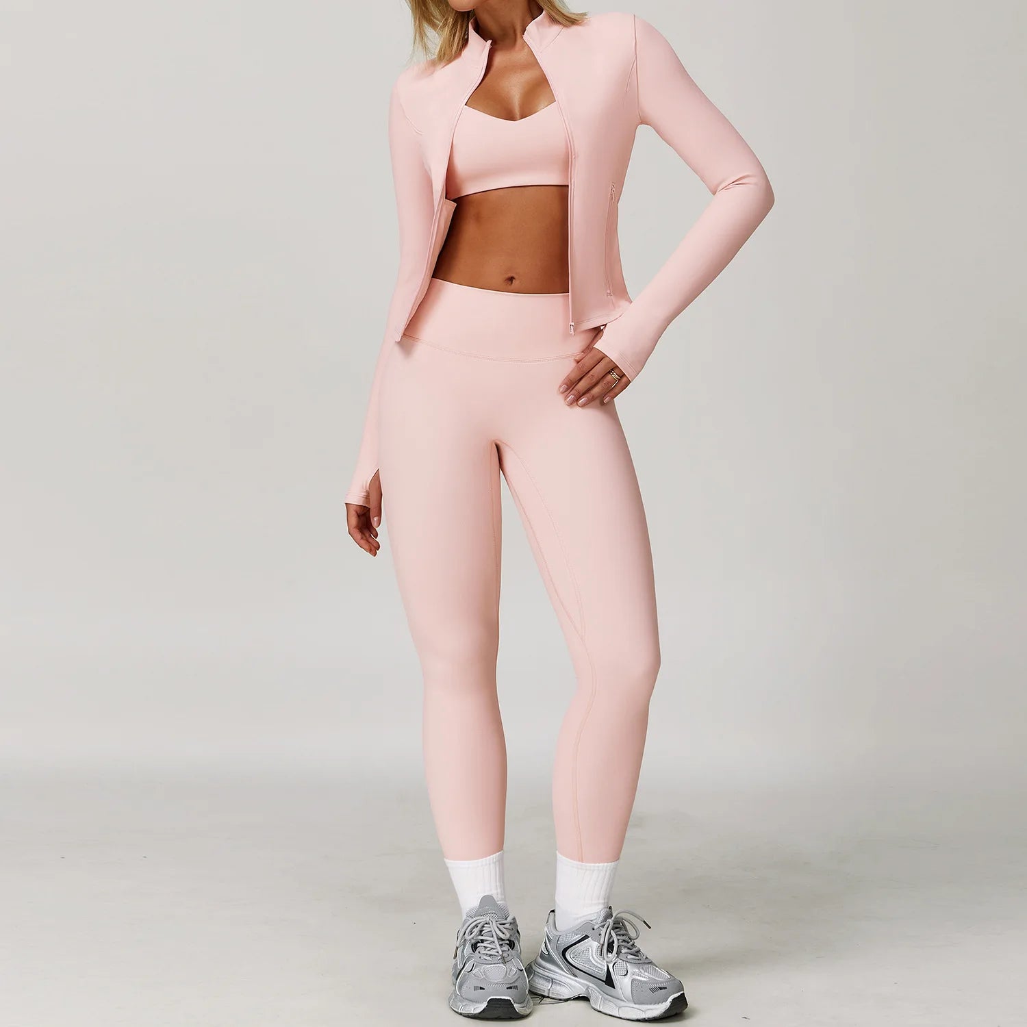 Gym Outfit Women Tracksuit 2/3PCS Yoga Suit Sports Set Running Workout Clothe Long Sleeve Sports Bra Athletic Wear Yoga Clothing