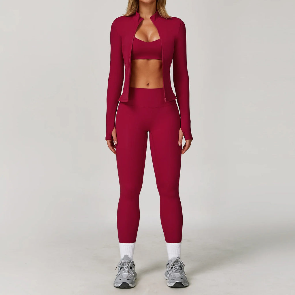 Gym Outfit Women Tracksuit 2/3PCS Yoga Suit Sports Set Running Workout Clothe Long Sleeve Sports Bra Athletic Wear Yoga Clothing