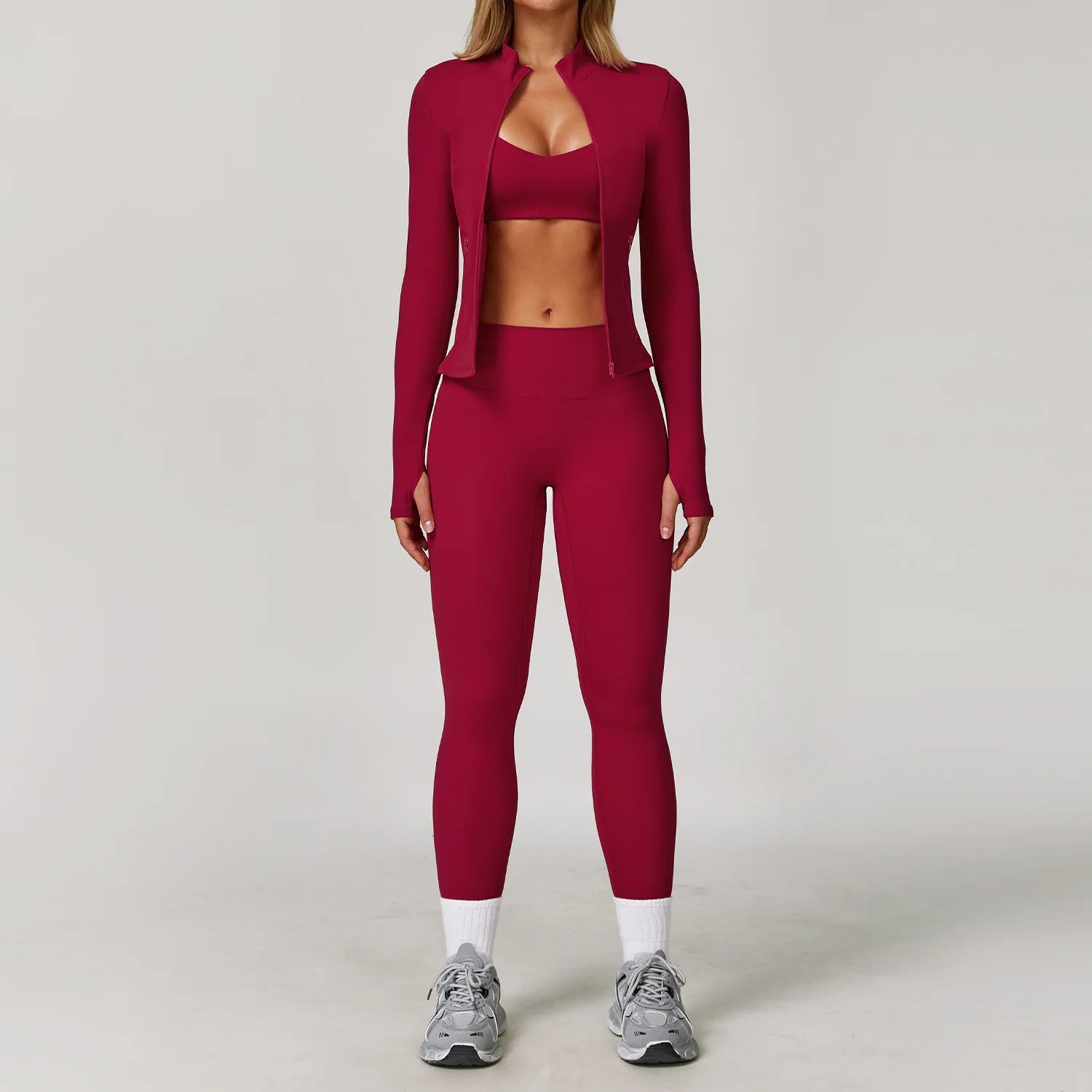 Gym Outfit Women Tracksuit 2/3PCS Yoga Suit Sports Set Running Workout Clothe Long Sleeve Sports Bra Athletic Wear Yoga Clothing