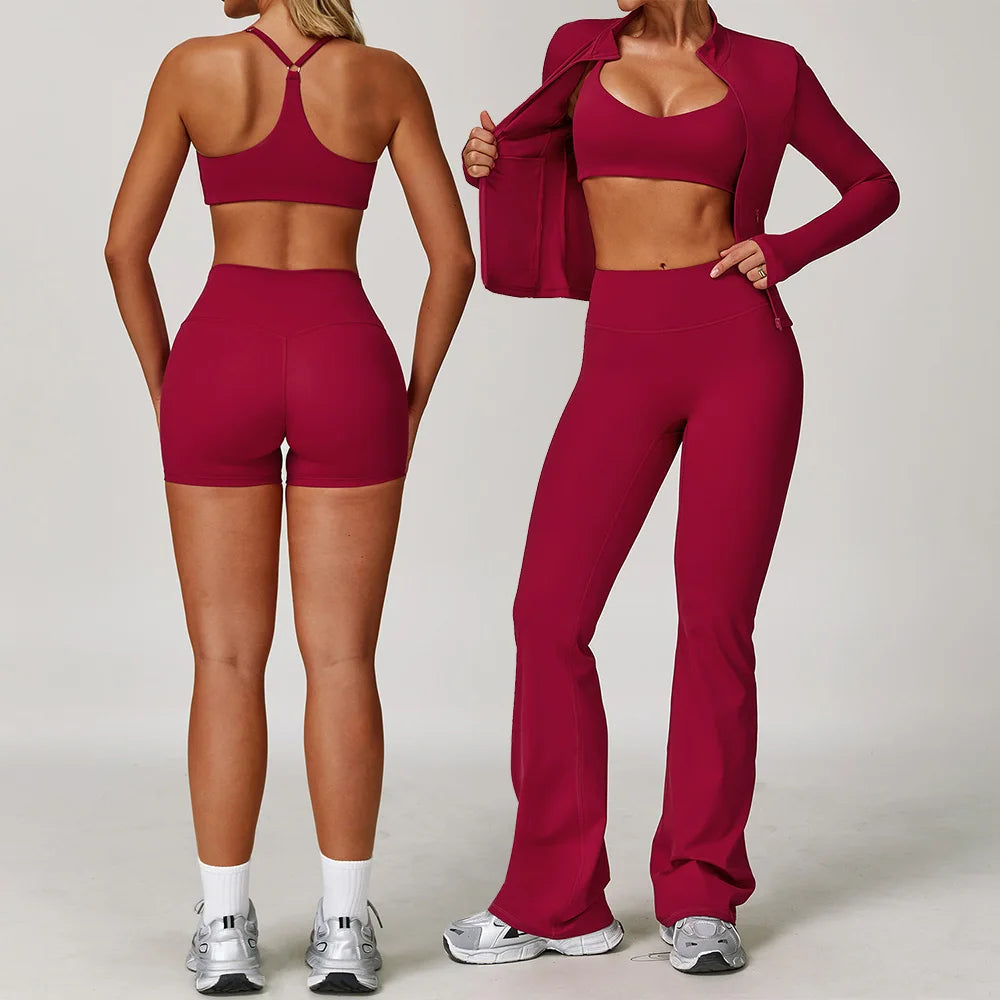 Gym Outfit Women Tracksuit 2/3PCS Yoga Suit Sports Set Running Workout Clothe Long Sleeve Sports Bra Athletic Wear Yoga Clothing