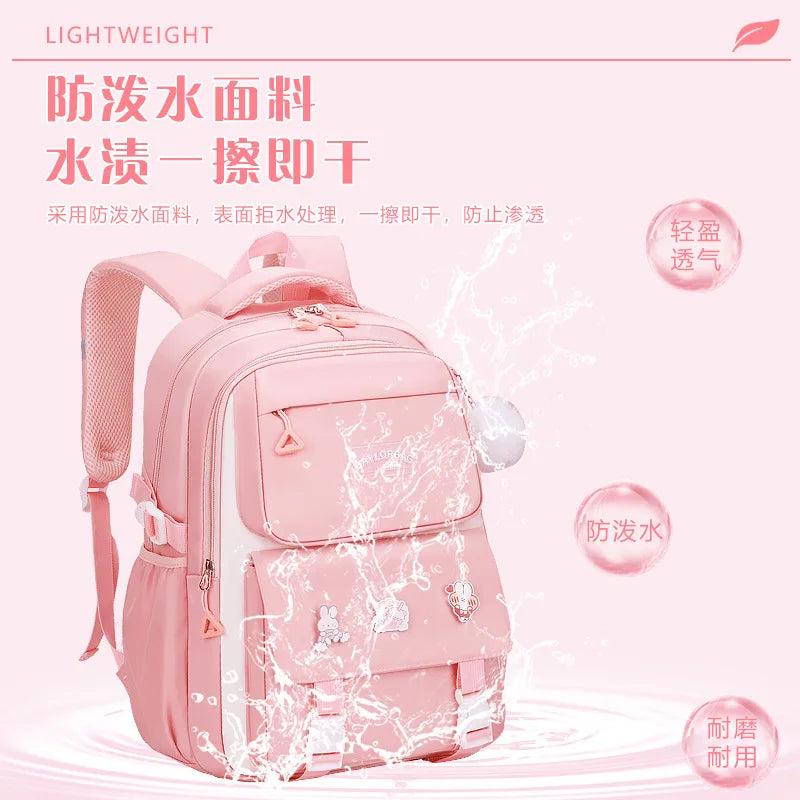 3-piece Set Free Pendant New Middle High School Student Schoolbag Girl Grade Large-capacity Burden-reducing Children's Backpack