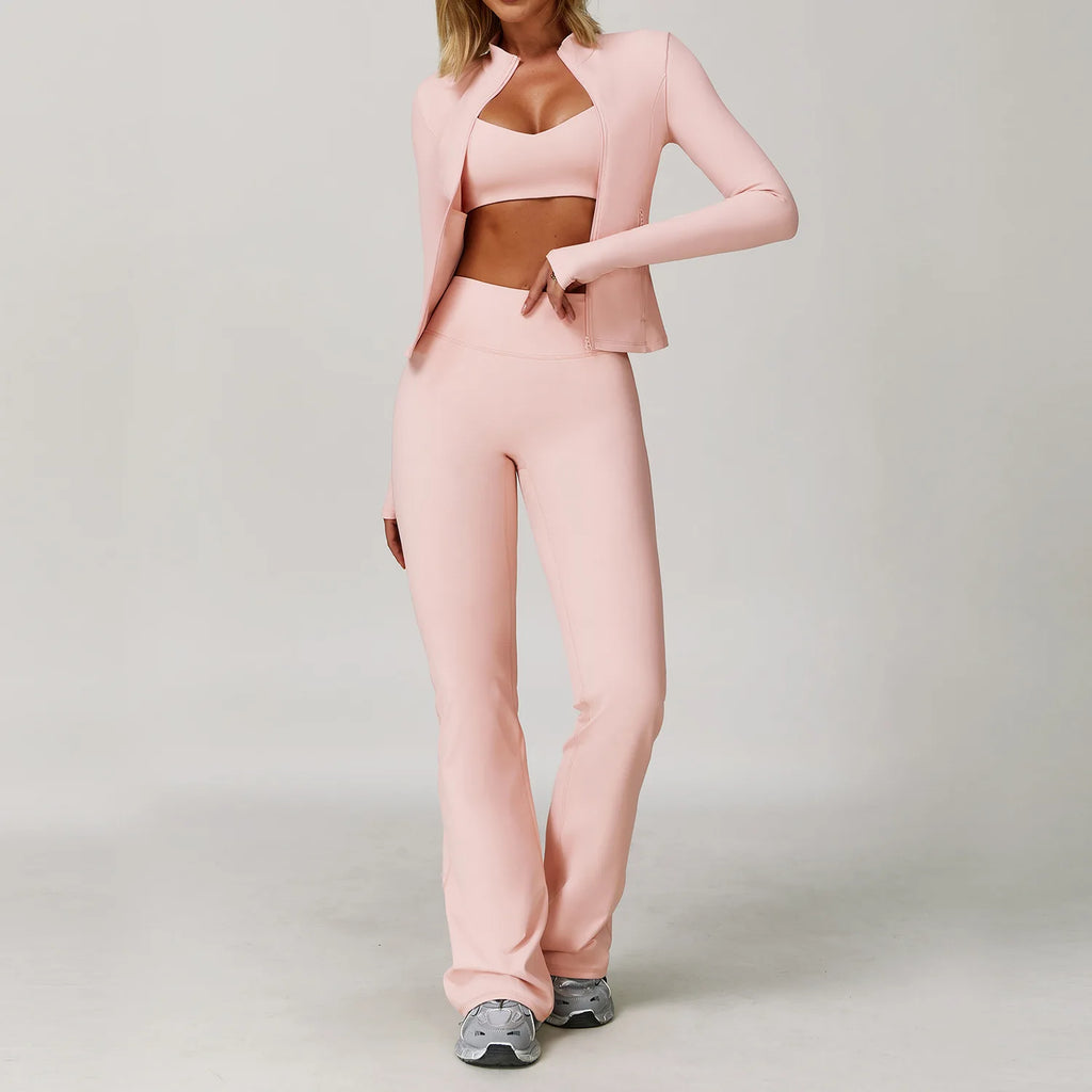 Gym Outfit Women Tracksuit 2/3PCS Yoga Suit Sports Set Running Workout Clothe Long Sleeve Sports Bra Athletic Wear Yoga Clothing