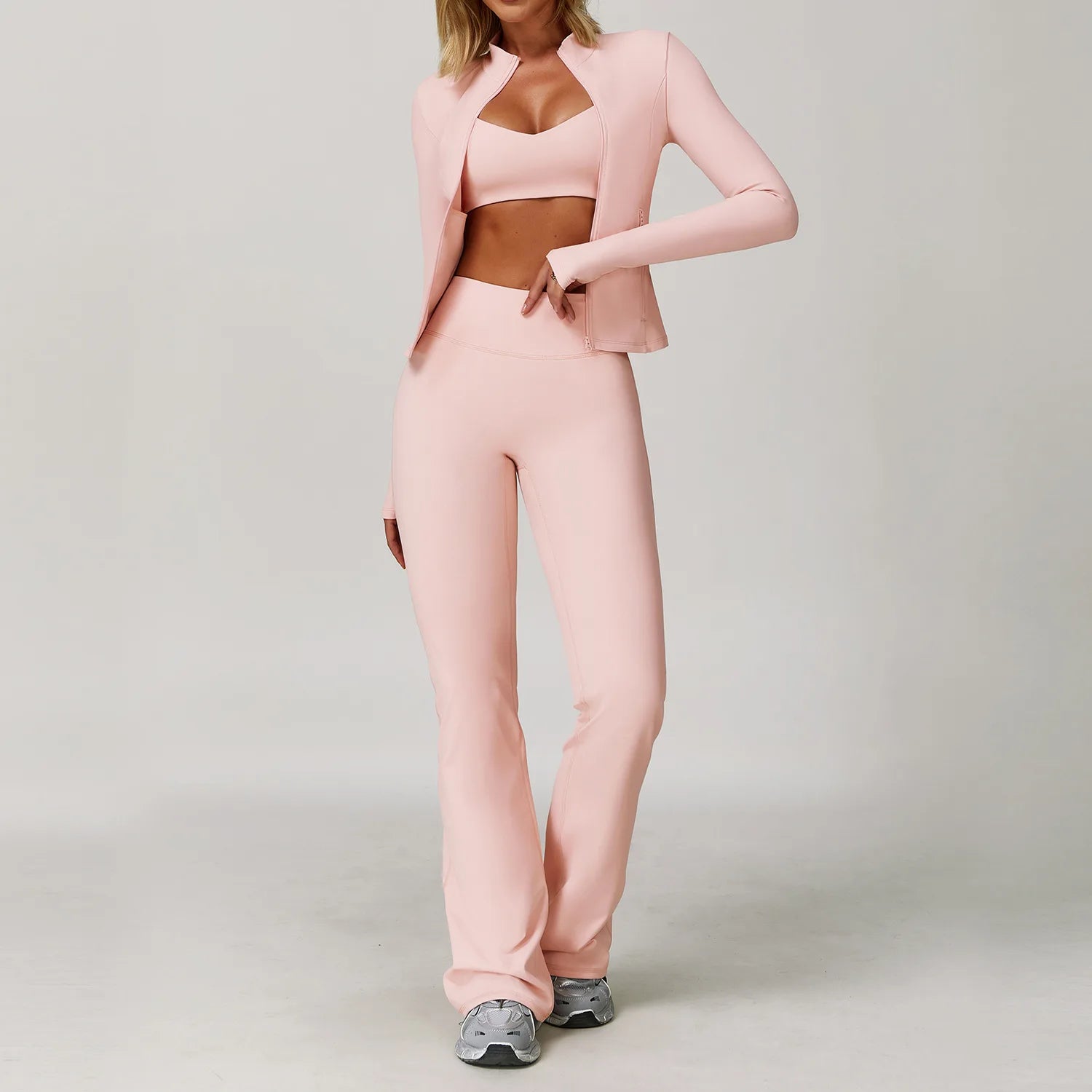 Gym Outfit Women Tracksuit 2/3PCS Yoga Suit Sports Set Running Workout Clothe Long Sleeve Sports Bra Athletic Wear Yoga Clothing