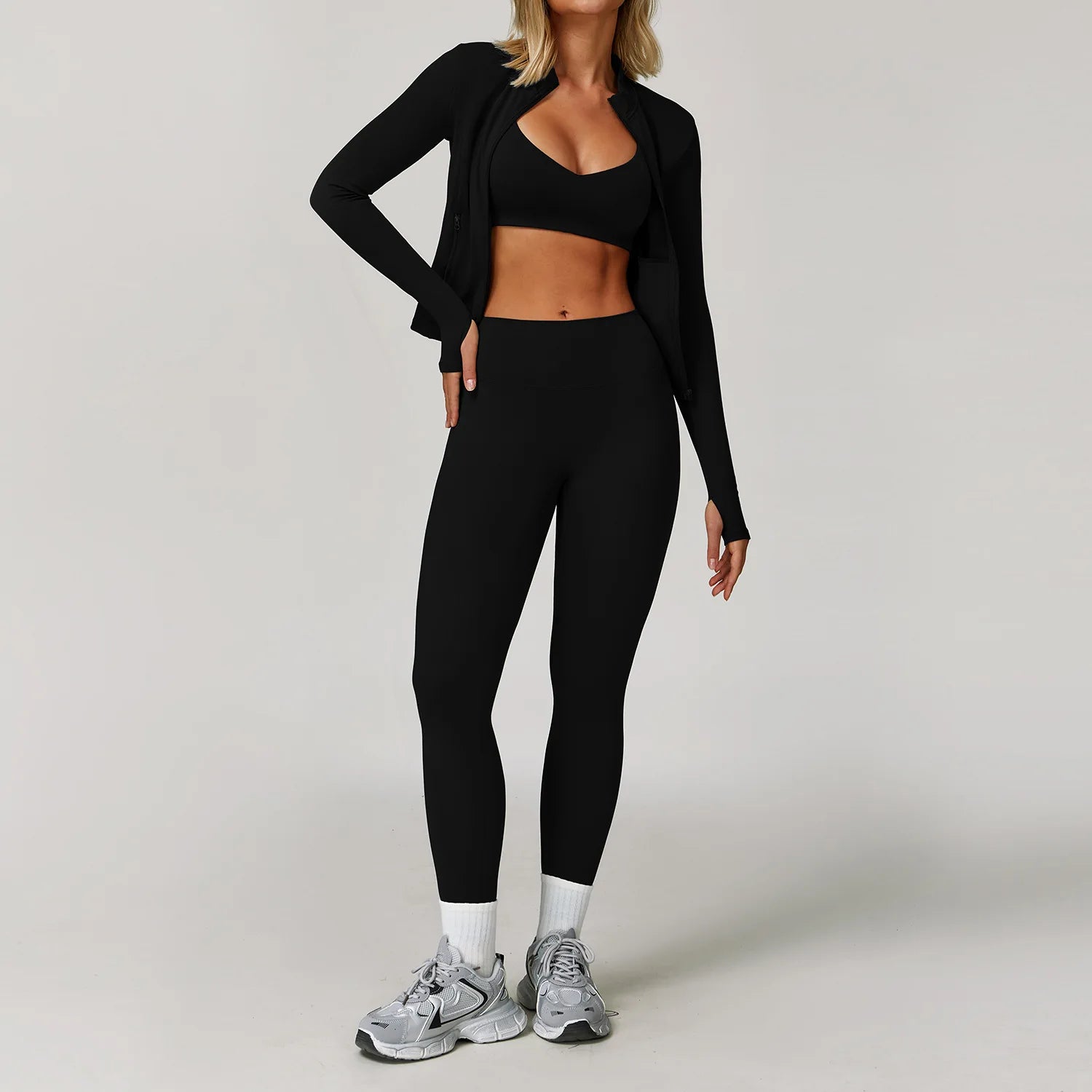 Gym Outfit Women Tracksuit 2/3PCS Yoga Suit Sports Set Running Workout Clothe Long Sleeve Sports Bra Athletic Wear Yoga Clothing